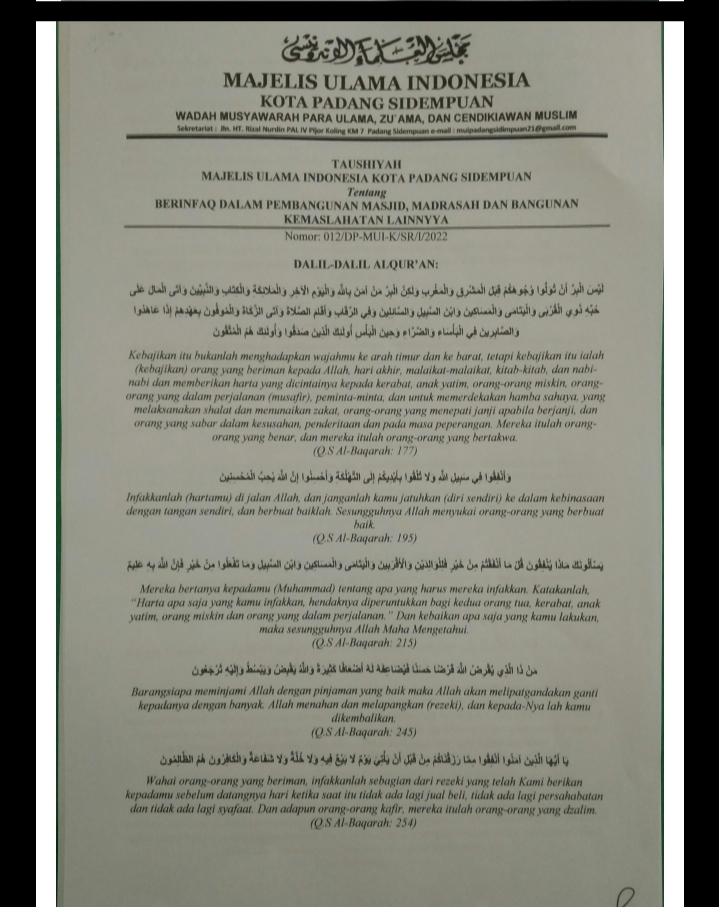 Berinfaq Dalam Pembangunan Masjid, Madrasah dan Bangunan Lainnya